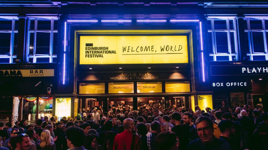 Crowd of supporters outside the Edinburgh Playhouse at the 2016 Festival