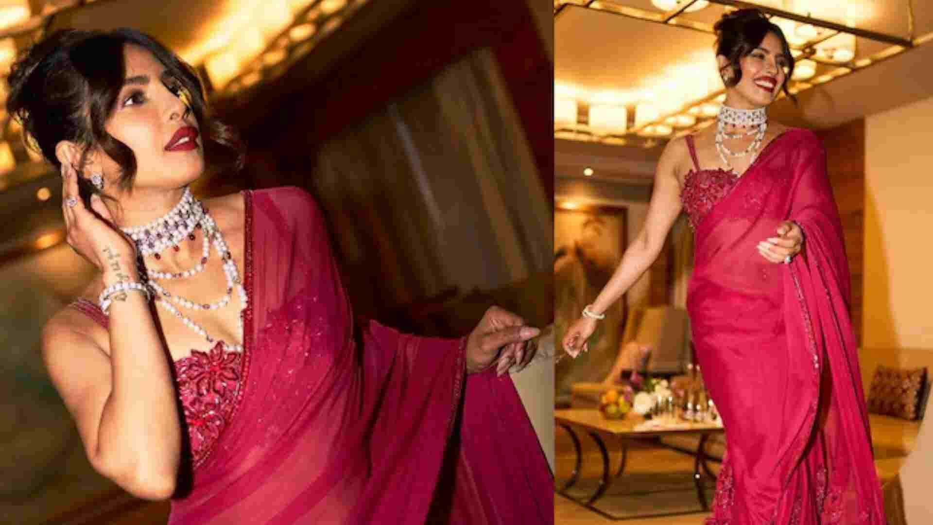 OG Desi Girl Priyanka Chopra Stuns In ‘Berrilicious’ Manish Malhotra Saree