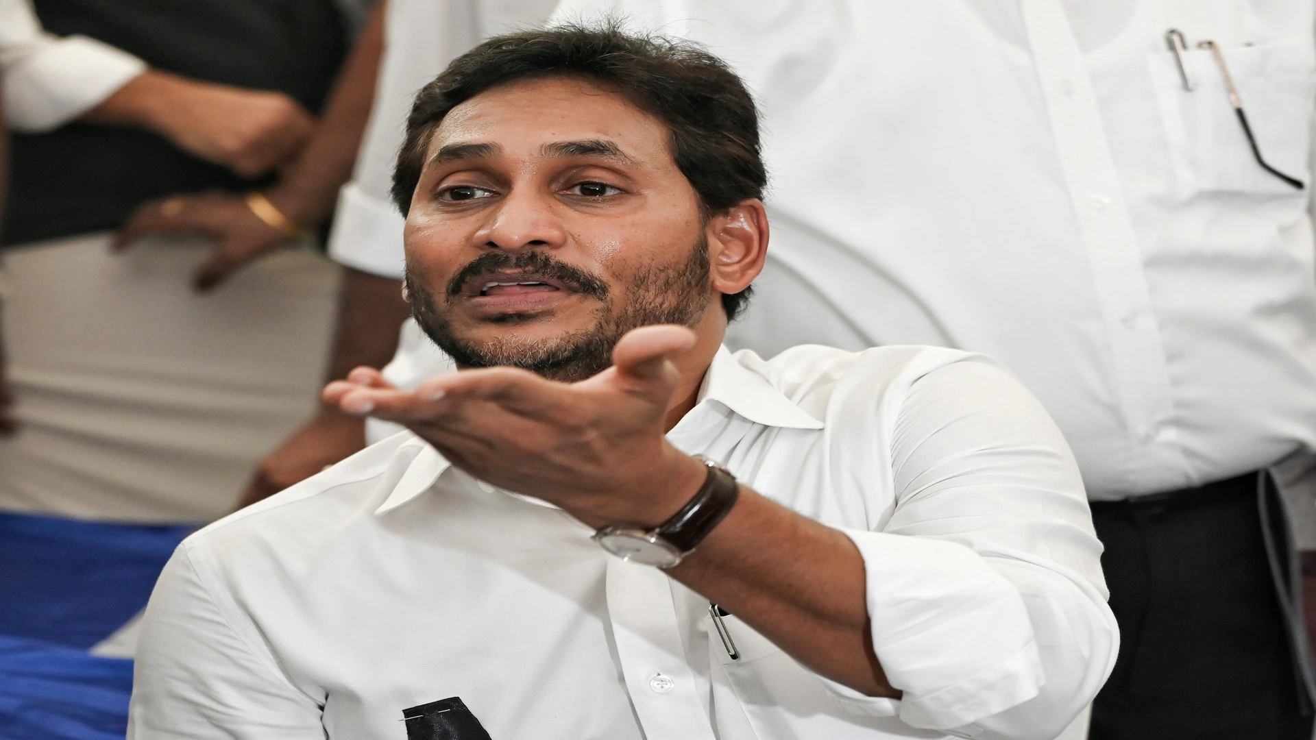 Jagan Mohan Reddy stage a protest against the Andhra Pradesh government on July 2024.