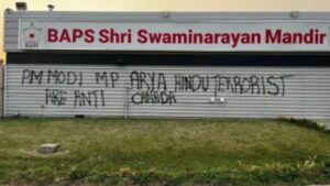 Anti-Hindu Graffiti Found at Sacramento’s BAPS Shri Swaminarayan Mandir, Days After New York Incident