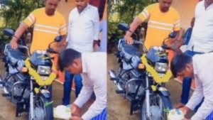 ‘Men Will Be Men’: Man Celebrates His Bike’s Birthday With Cake, Watch