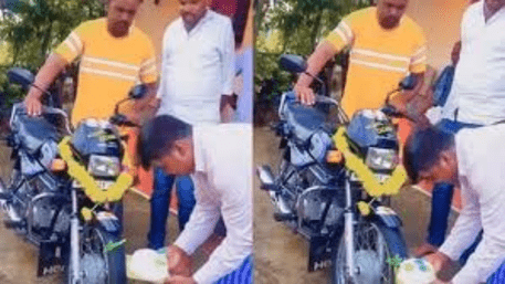 Man Celebrates His Bike’s Birthday With Cake