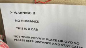 “Warning!! No romance”: Hyderabad Cab Driver’s Hilarious Warning Note Goes Viral