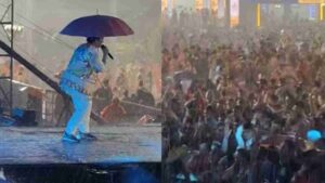 Watch: Falguni Pathak Performs Through Mumbai Rains at Garba Night, Singing Under an Umbrella