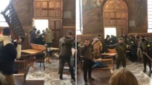 Intense 6-Hour Standoff Between Priests And Worshippers In Ukraine Caught On Video | Watch