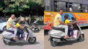 Man Allows Minor Girl to Ride Scooter Without Helmet, Internet Is Not Happy