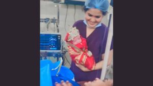 Newborn Girl Adorned as ‘Mata Raani’ for Vijayadashmi Right After Birth | Watch