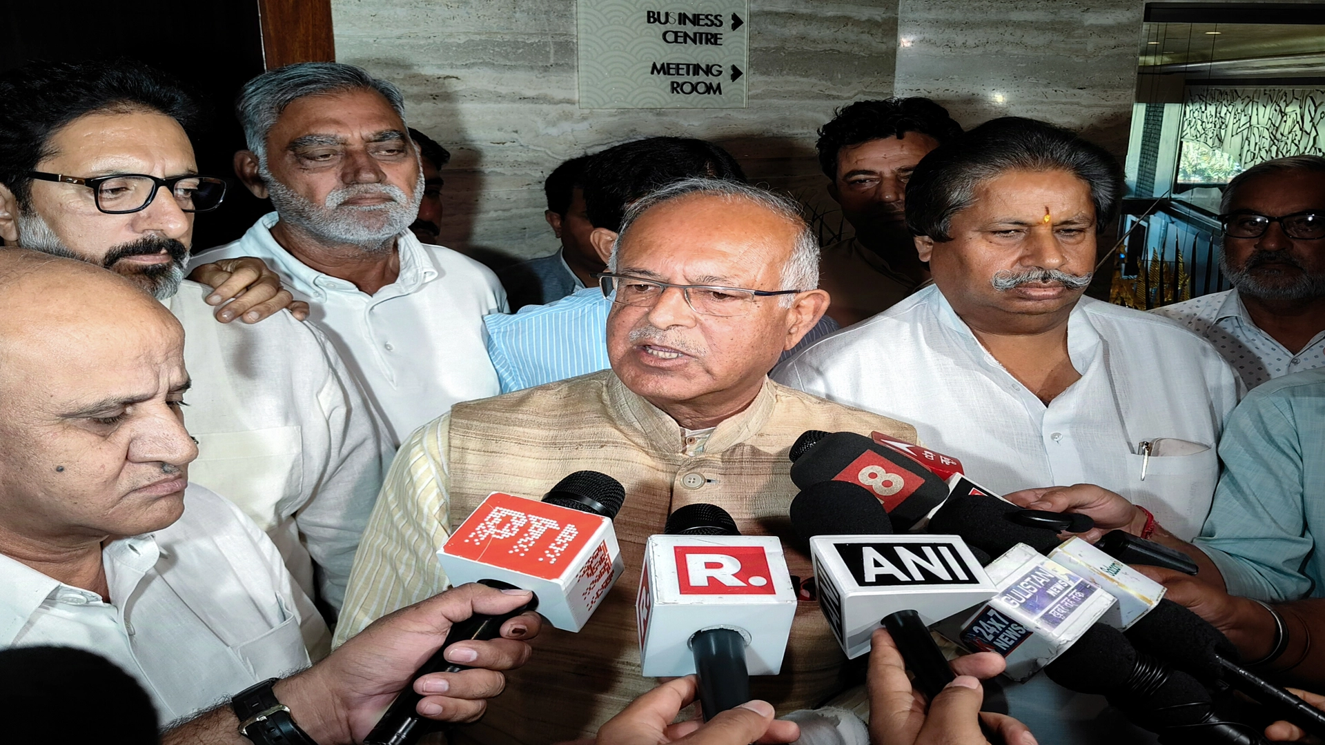 Tariq Hameed Karra speaks to the media in Jammu