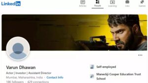 Varun Dhawan Joins LinkedIn, Showcases Journey as a ‘Passionate Actor with 300-Crore Mega Hits’