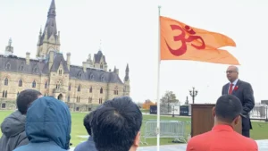 Canada MP Chandra Arya Raises Hindu Flag On Parliament Hill Argues For Equal Representation