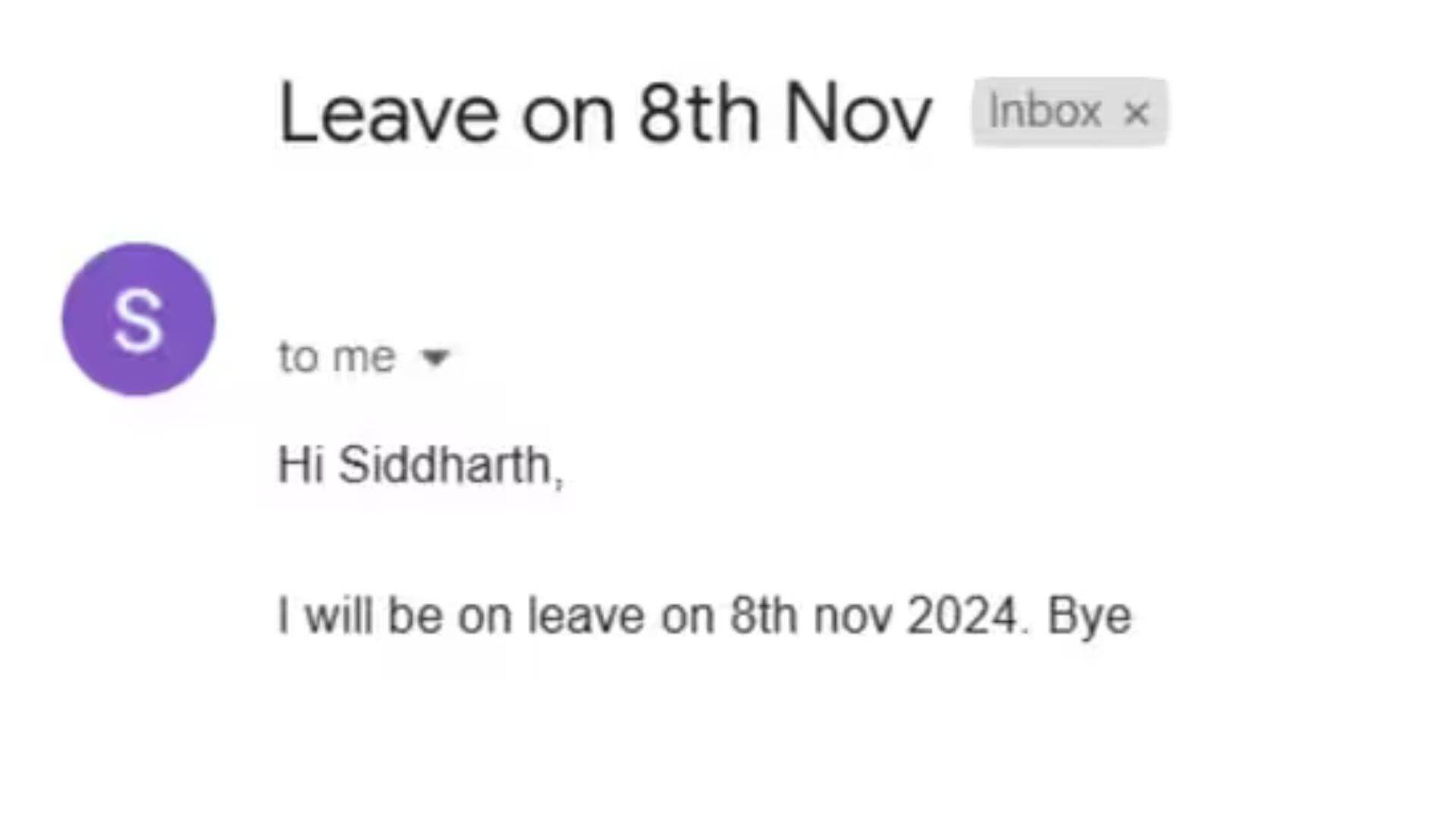 Indian employee' leave application