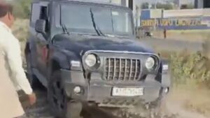 Jaipur: Thar SUV On Railway Track, Train Stops Seconds Before Collision