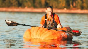 US Man Sets World Record By Sailing 1,224-Pound Pumpkin Boat