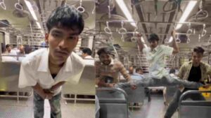 Young Man Shows Off Fitness by Twisting and Twerking on Handrails in Mumbai Local | WATCH