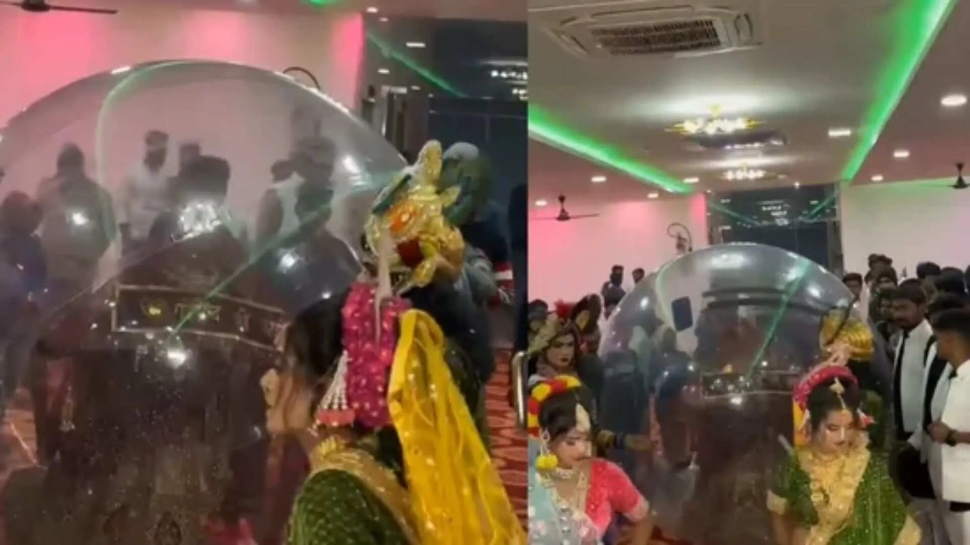 Bride Makes Grand Entrance in Giant Bubble On Wedding, Welcomed by Dancers Dressed as Lord Krishna | WATCH