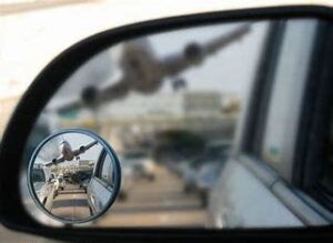 Objects in the rear view mirror appear closer than they are