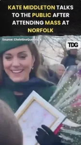 Kate Middleton talks to the public after attending Christmas mass at Sandringham