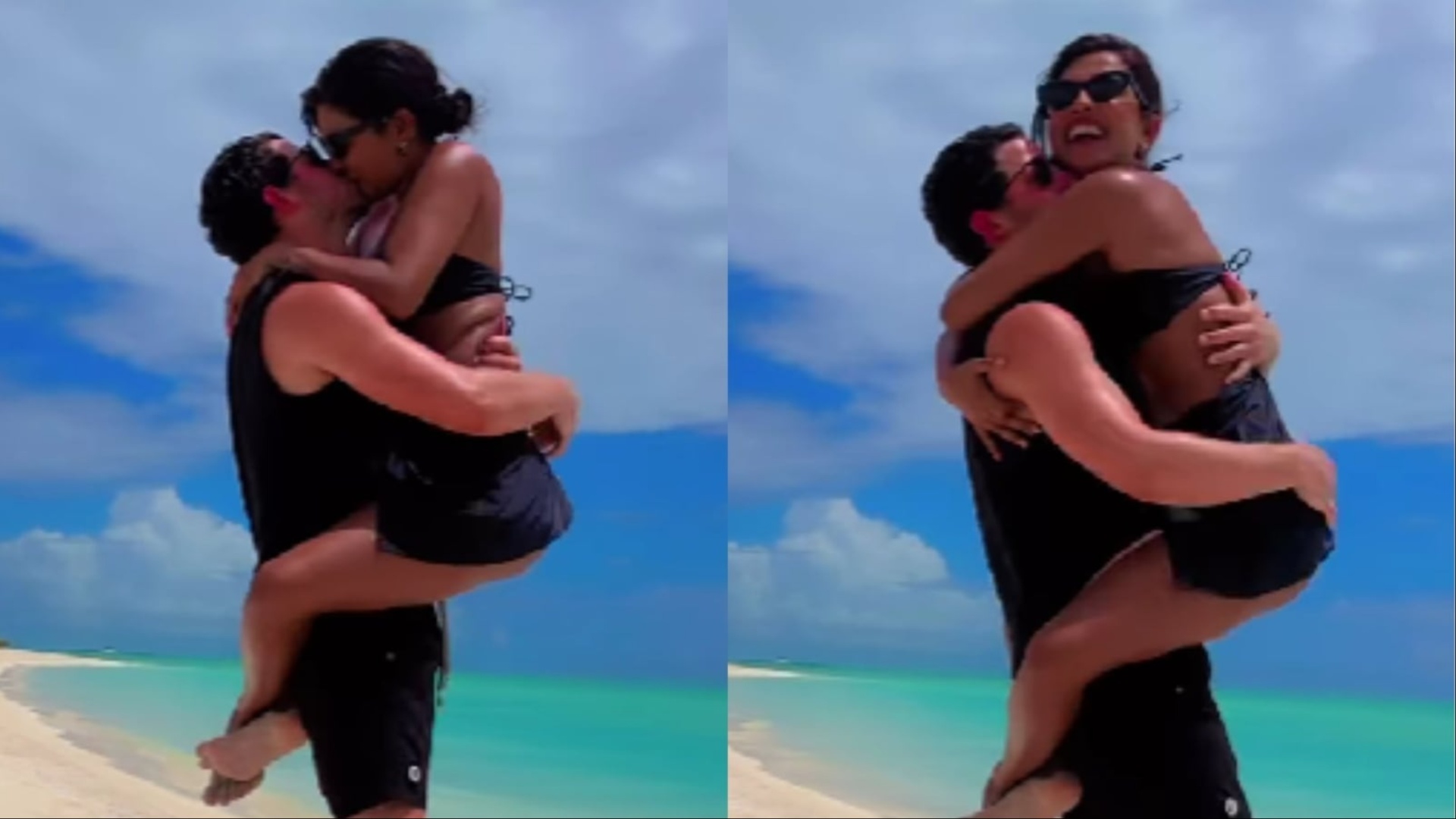 Priyanka Chopra Melts the Internet With Beach Kiss as She Jumps Into Nick Jonas’s Arms