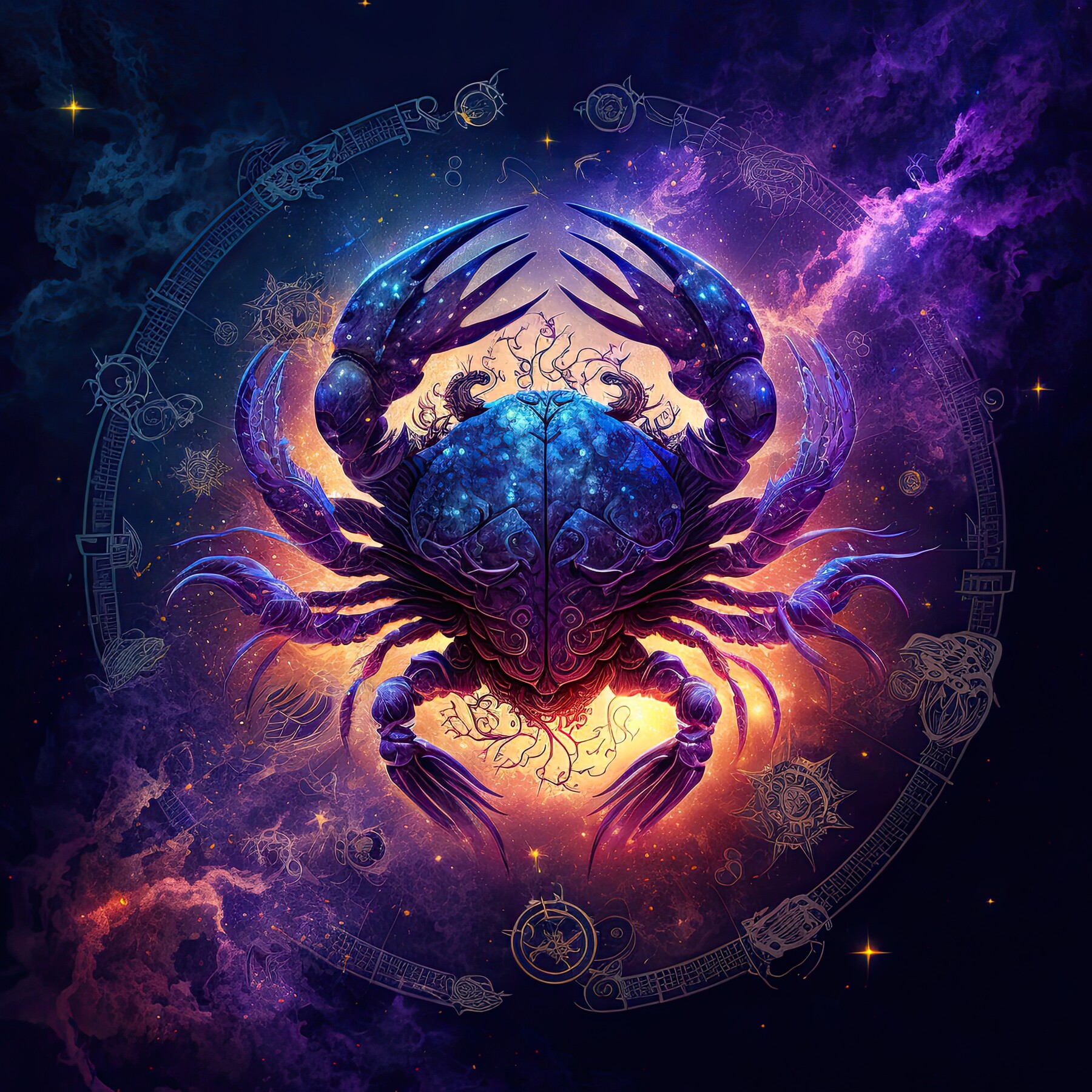 Soft-toned image of Cancer zodiac sign with a crab symbol representing protection and intuition - Photo Gallery