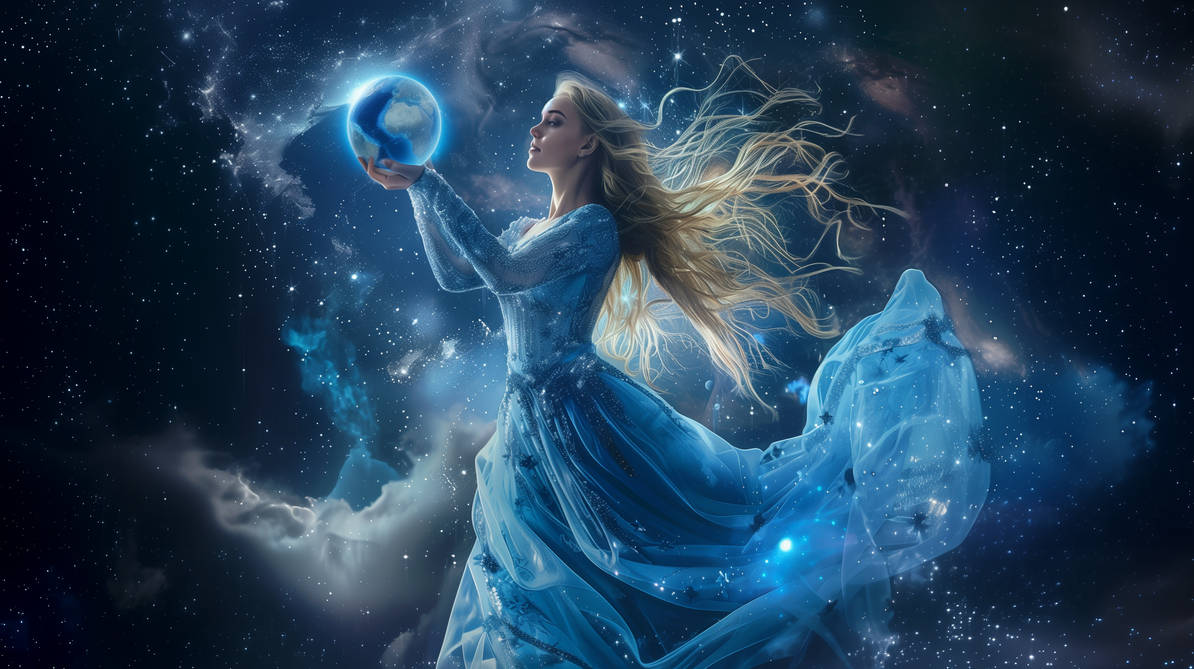 Aquarius zodiac sign with a water bearer symbol representing innovation and humanitarian values - Photo Gallery