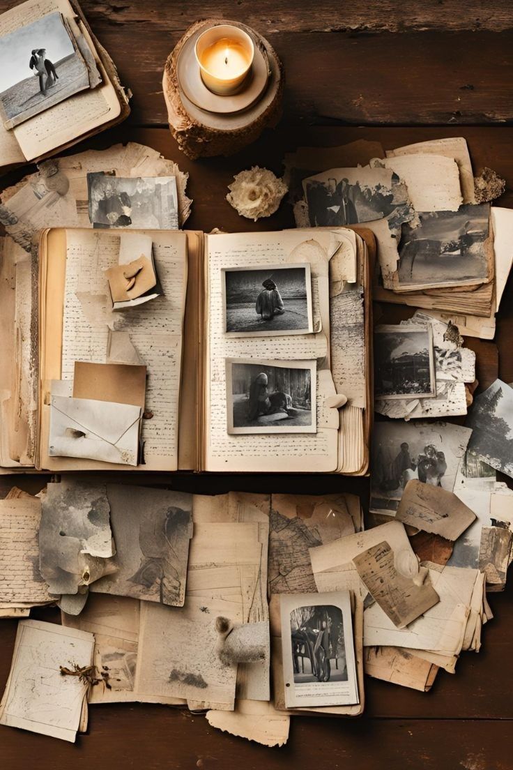 An old family album being flipped through by young and old hands together. - Photo Gallery