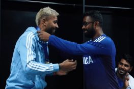 Hardik Pandya gets 'Impact Player of the Match' medal following win over Oman