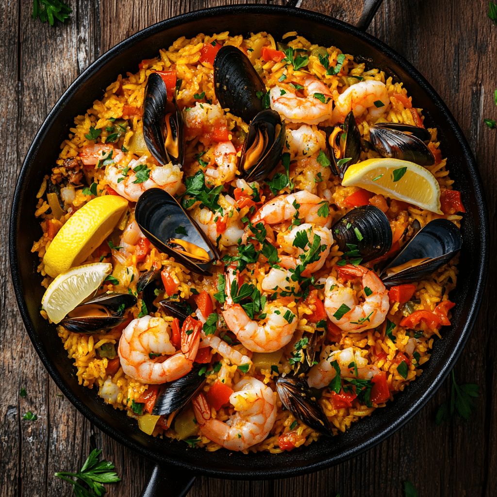 Spanish Paella with seafood and saffron rice - Photo Gallery