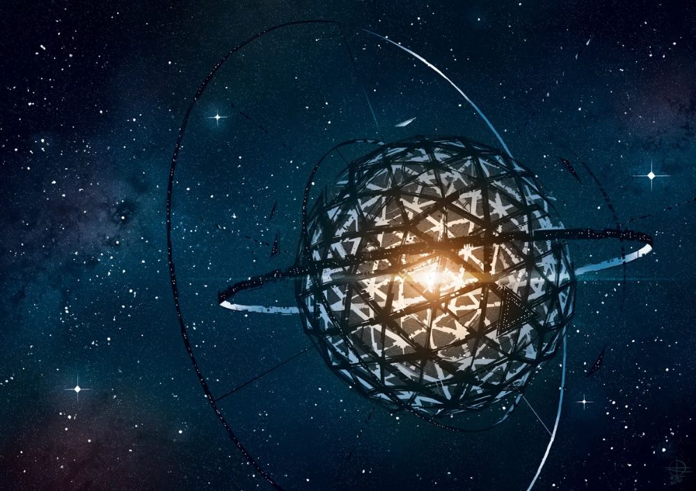 Concept art of a Dyson sphere enveloping a star for energy. - Photo Gallery
