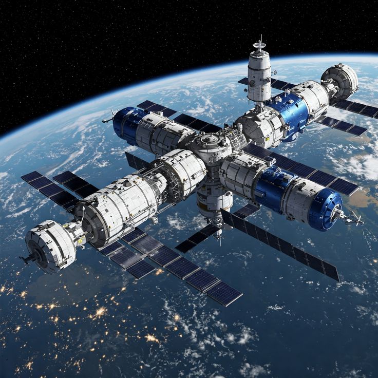 Concept image of private orbital station in space. - Photo Gallery
