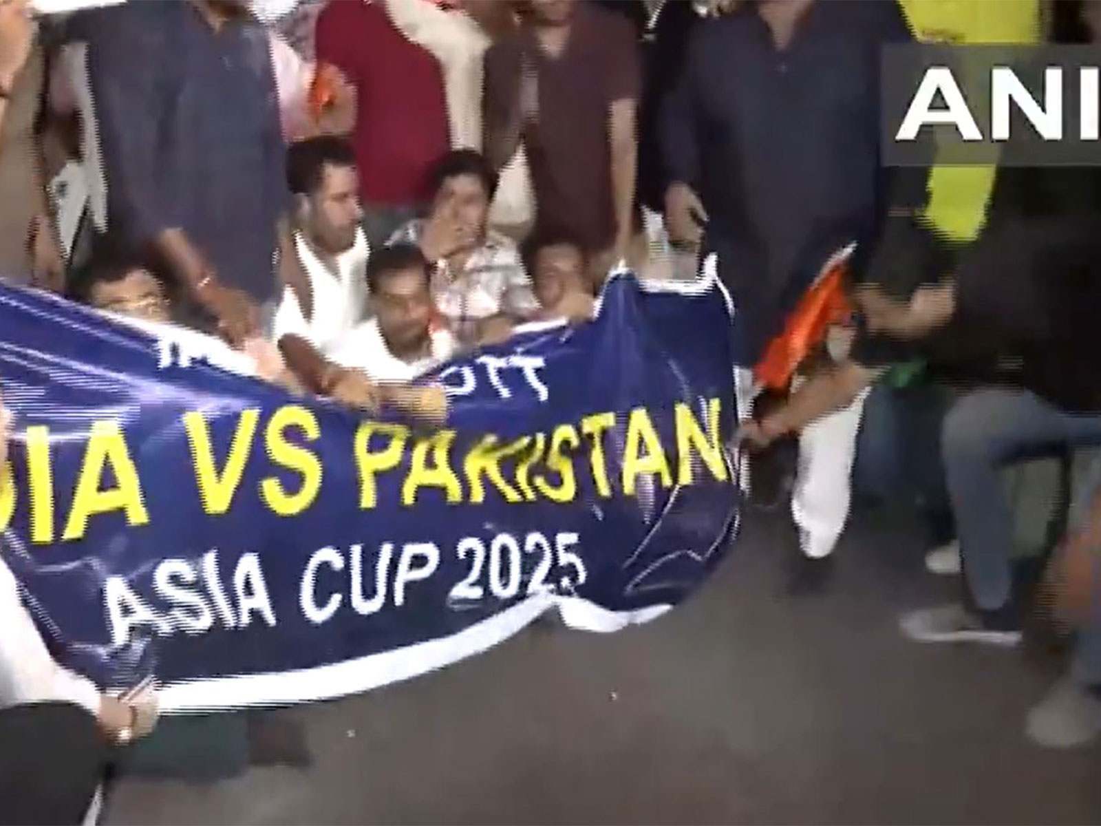 AAP workers protested against the India-Pakistan match at Connaught Place in Delhi. (Photo/ANI)