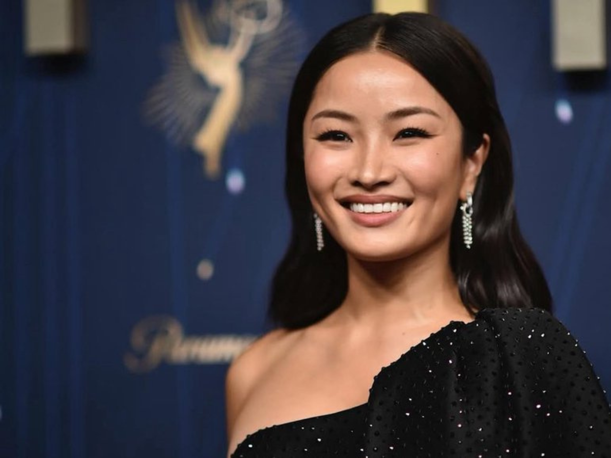 Anna Sawai in a black one-shoulder gown by Giorgio Armani at the 2025 Emmys. - Photo Gallery