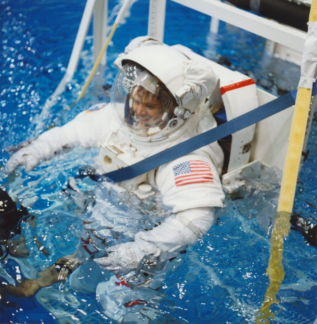 NASA astronaut demonstrating the liquid cooling garment system. - Photo Gallery