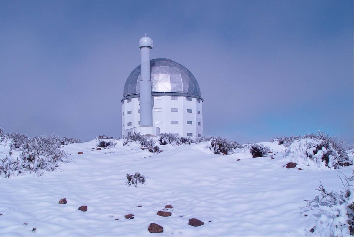 South African Large Telescope glowing at night in Sutherland. - Photo Gallery