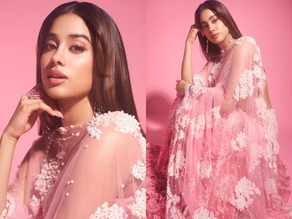 Janhvi Kapoor Stuns in Blush Pink Manish Malhotra Lehenga – A Perfect Festive Look You Can’t Miss!