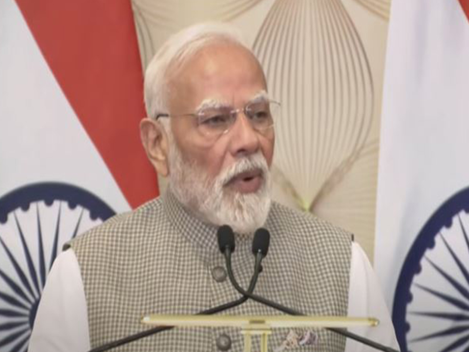 Prime Minister Narendra Modi speaking during bilat with Mauritius PM Navinchandra Ramgoolam (Photo/ ANI)