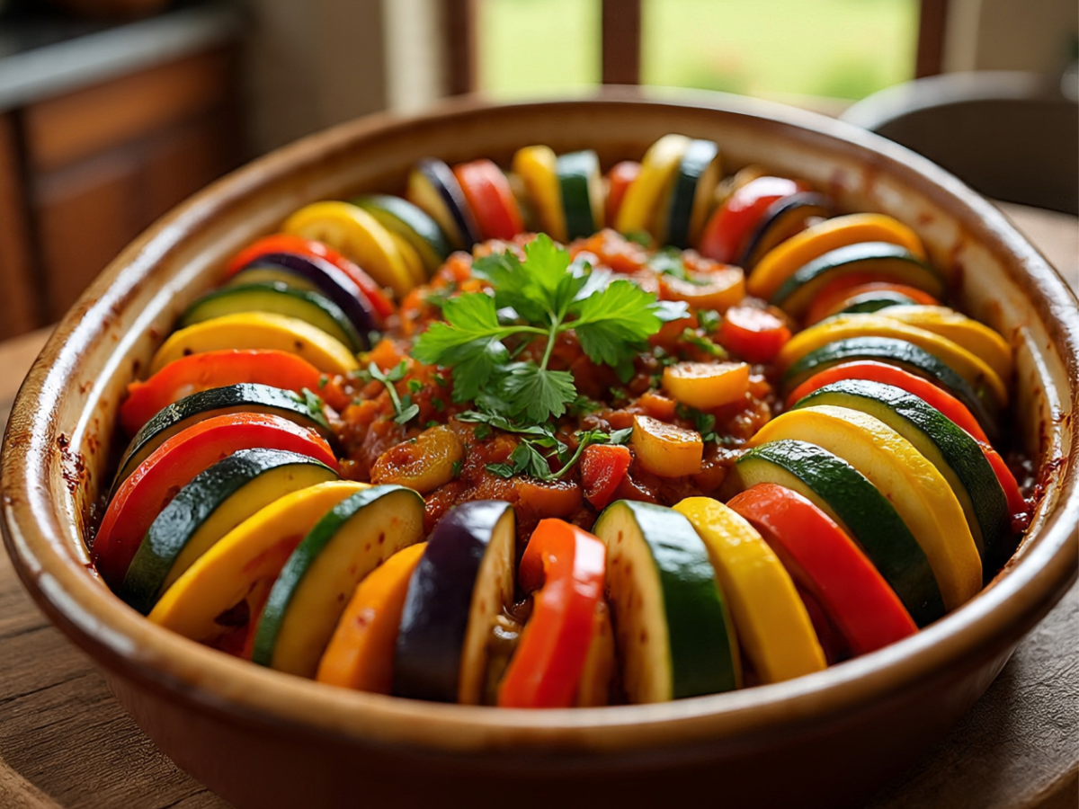 Colorful baked ratatouille in a ceramic dish - Photo Gallery
