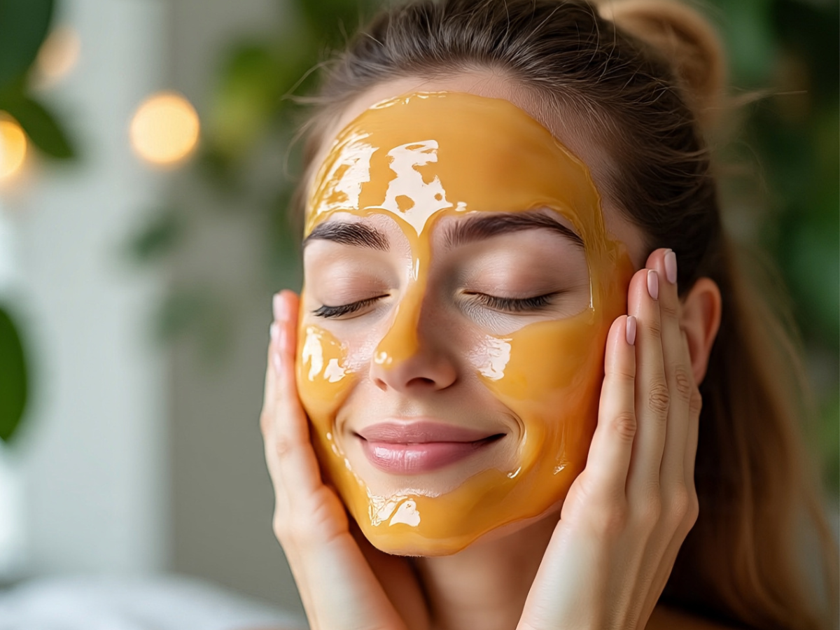 Honey applied on face as natural mask - Photo Gallery
