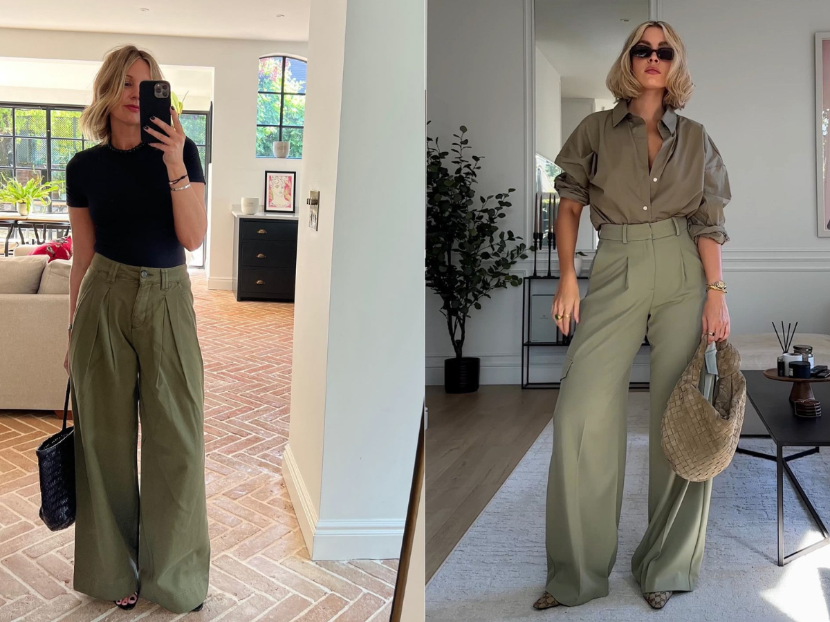 Tank top paired with olive cargo pants for a sporty fashion look - Photo Gallery