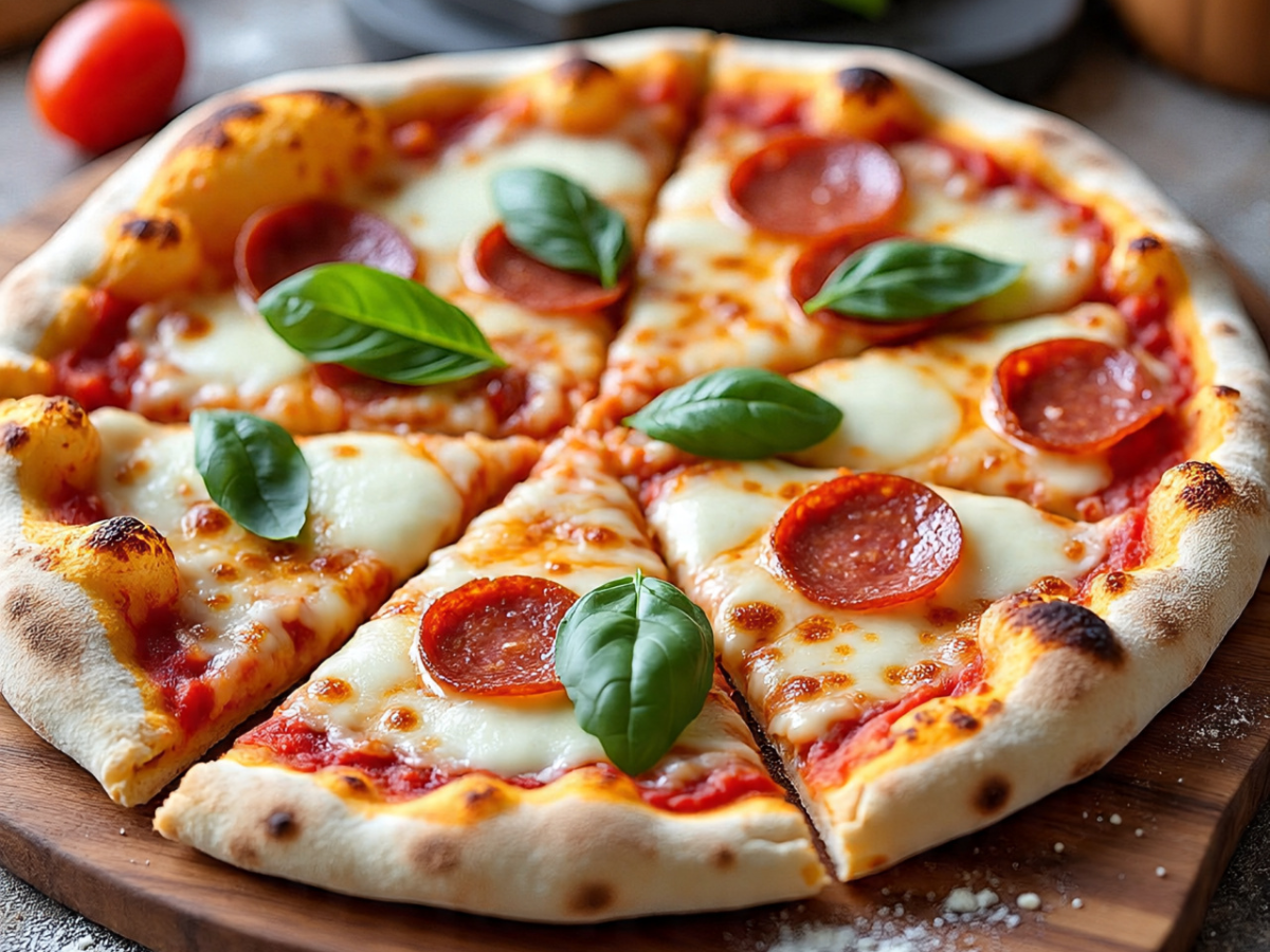 Freshly baked pizza with toppings - Photo Gallery