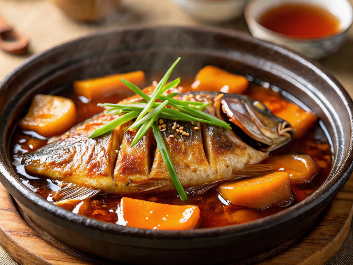 Chinese sweet and sour carp served as a traditional Shandong dish - Photo Gallery