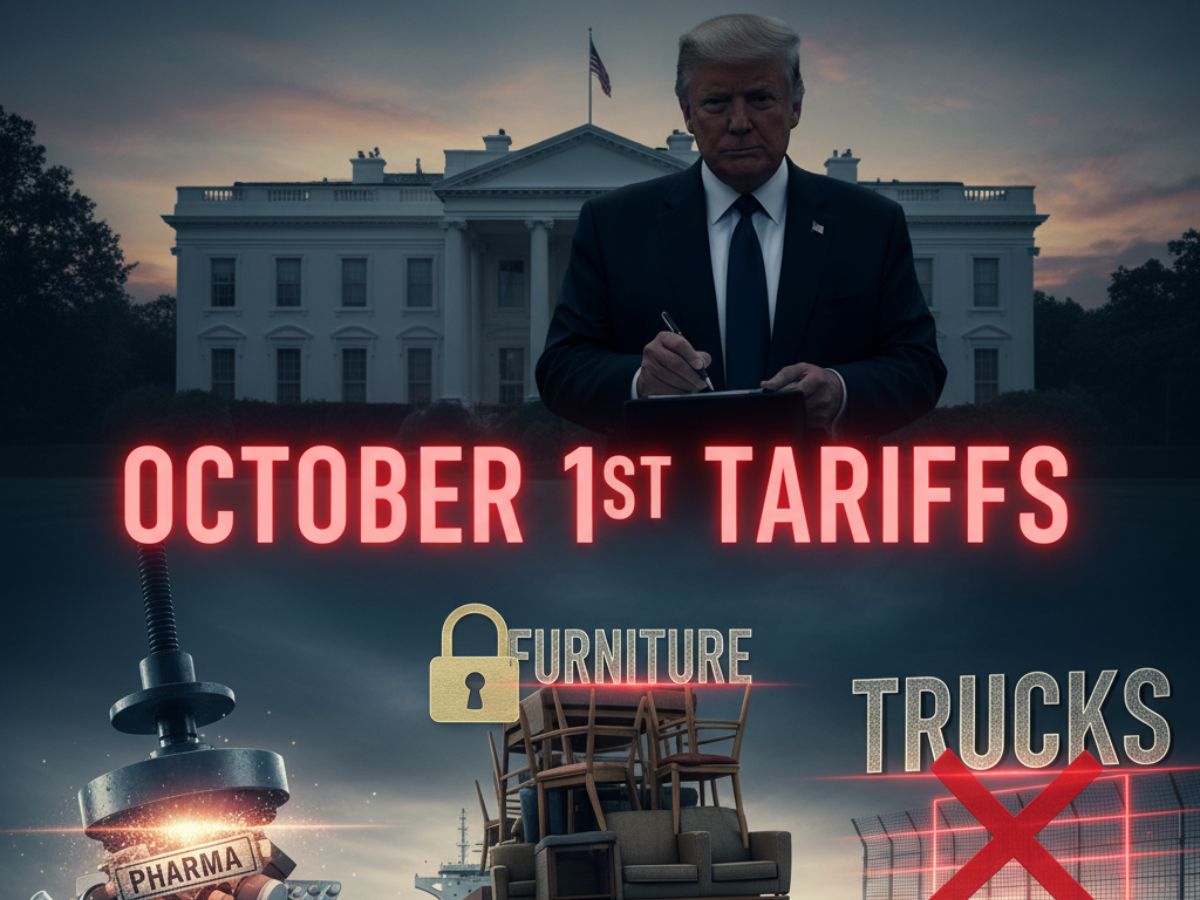 100% on Drugs, 25% on Trucks: Trump’s October 1st Tariffs Target Pharma, Furniture, and Trucks
