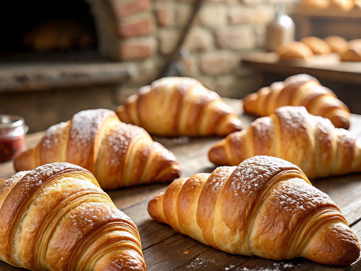 Golden flaky French croissants on a plate - Photo Gallery
