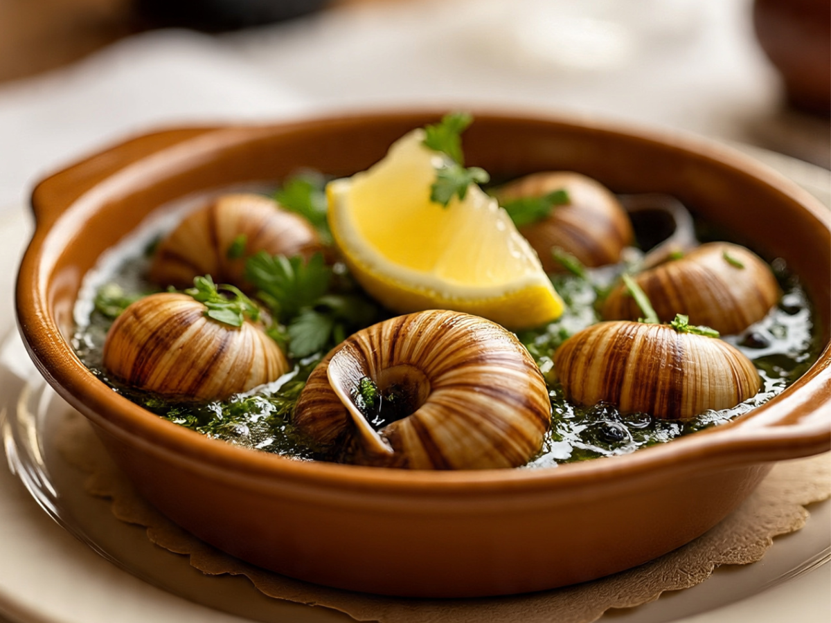 Plate of escargots with garlic and herb butter - Photo Gallery