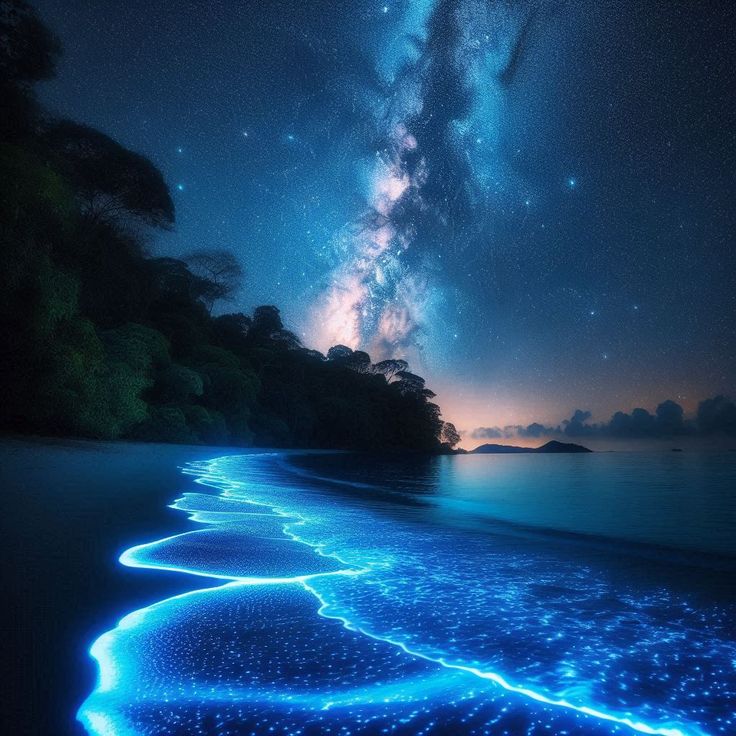 Glowing blue waves at Vaadhoo Island’s “Sea of Stars.” - Photo Gallery