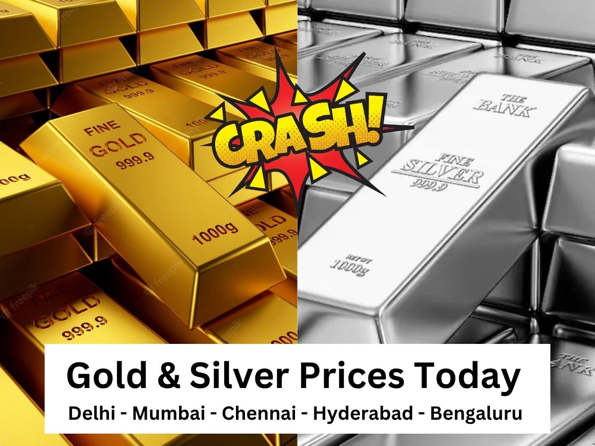 Gold & Silver Rates Crash! Check Out the Prices today in Delhi NCR, Mumbai, Chennai, Hyderabad & Bengaluru