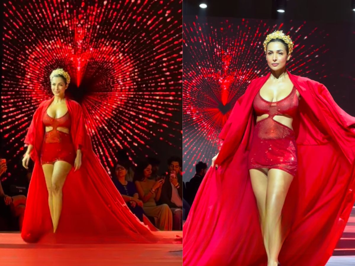 Malaika Arora Stuns in Fiery Red Cutout Dress, Rules the Ramp Again | WATCH