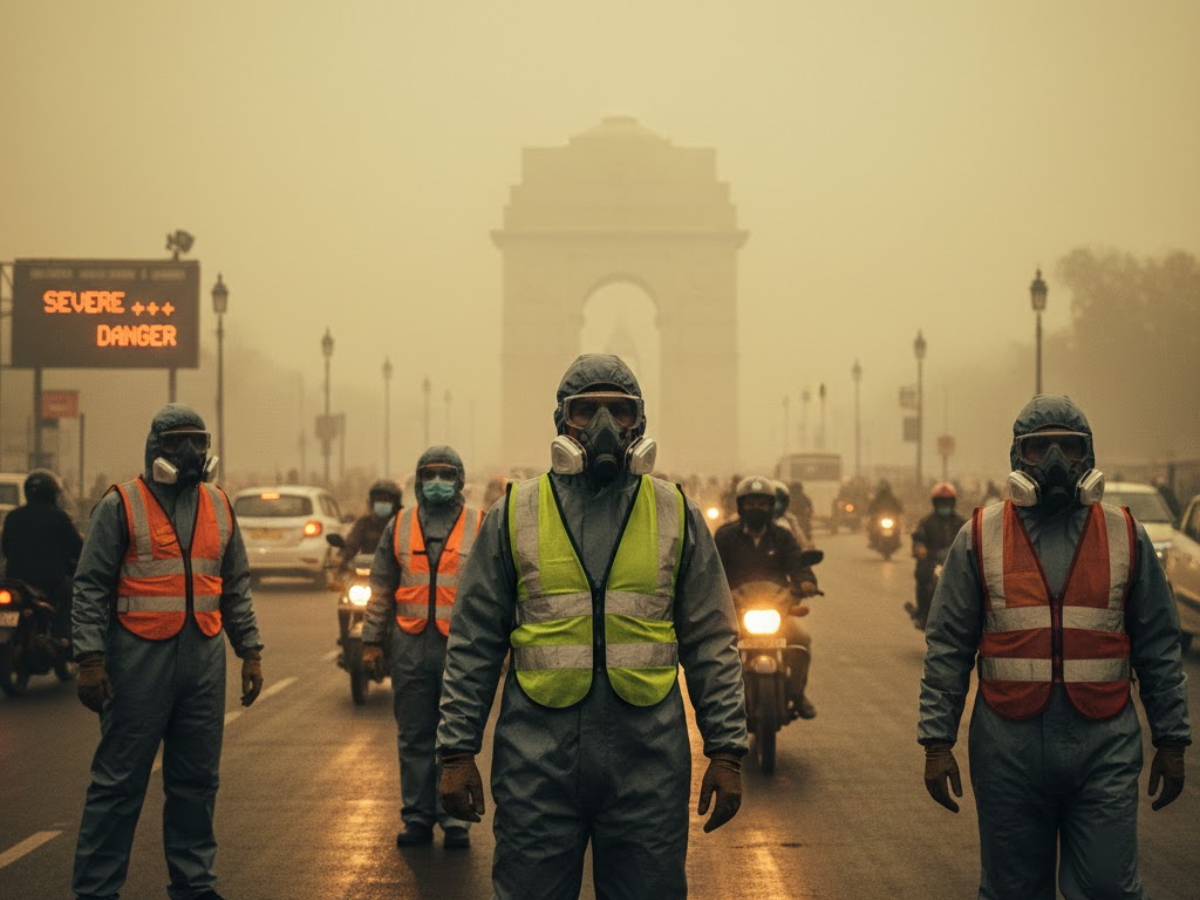How Delhi Traffic Police Are Using Masks & Winter Gear to Tackle Severe Air Pollution