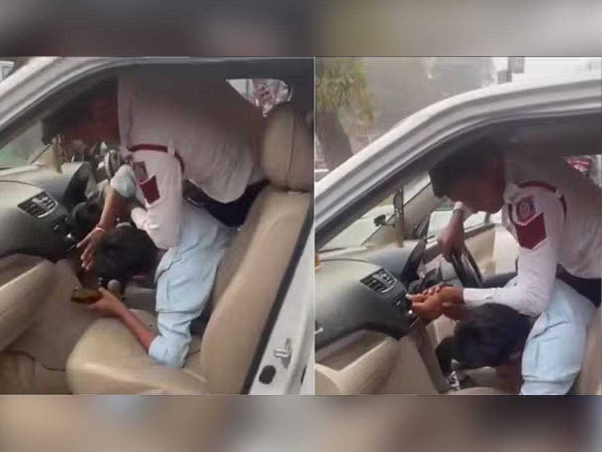 Delhi Traffic Police Head Constable Suspended After Viral Video Shows Alleged Assault on Taxi Driver | Watch