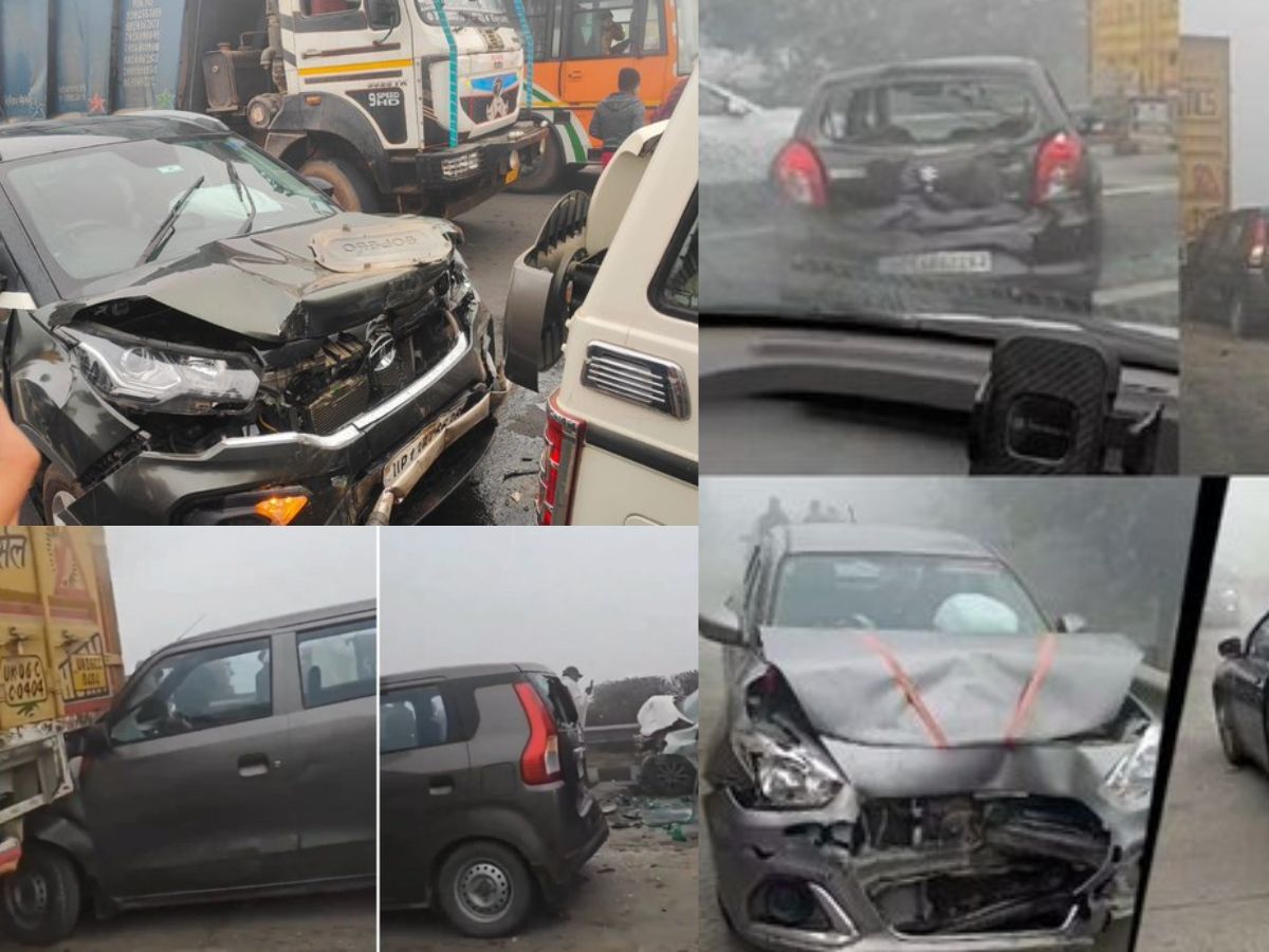 Multiple Vehicles Crash on Noida Expressway Amid Thick Fog, Several Injured | Watch
