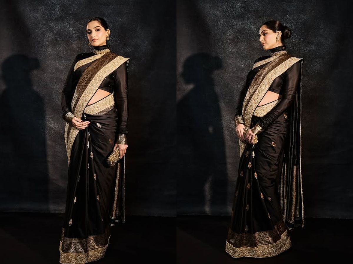 Sonam Kapoor’s Elegant Banarasi Saree Look Becomes Highlight of Mumbai Event | Inside Pictures